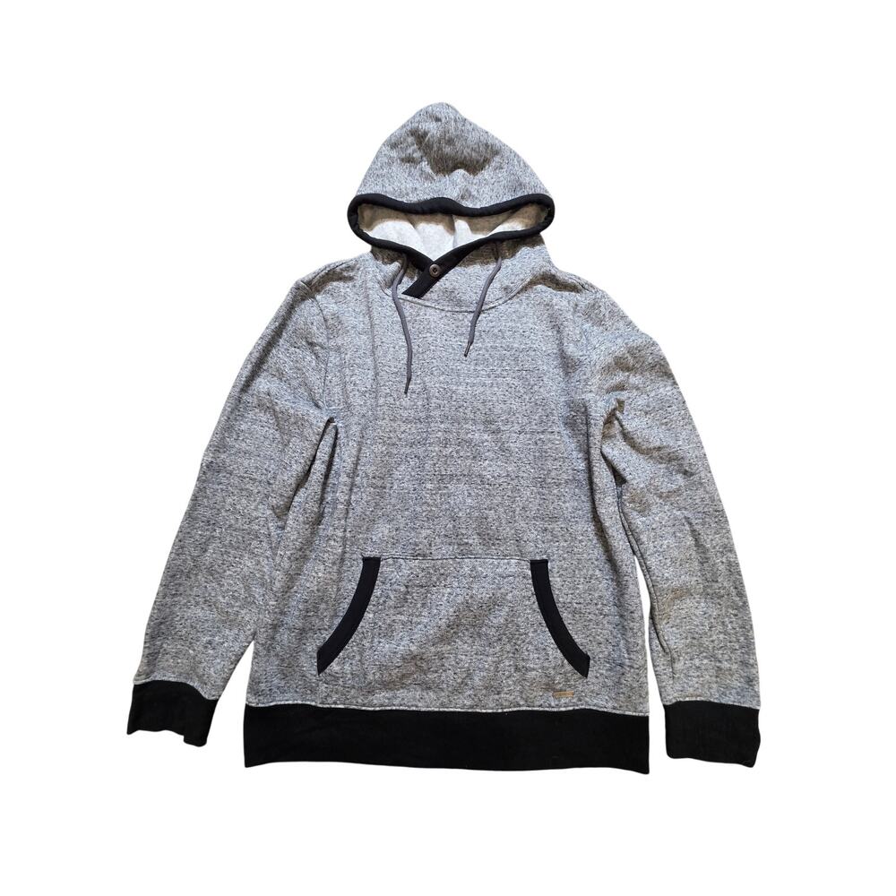 Express Men's Heather Pull Over Wrap Neck Hoodie Jacket Gray Size Large